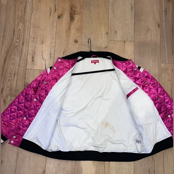 Supreme SS17 Quilted Satin Varsity Jacket